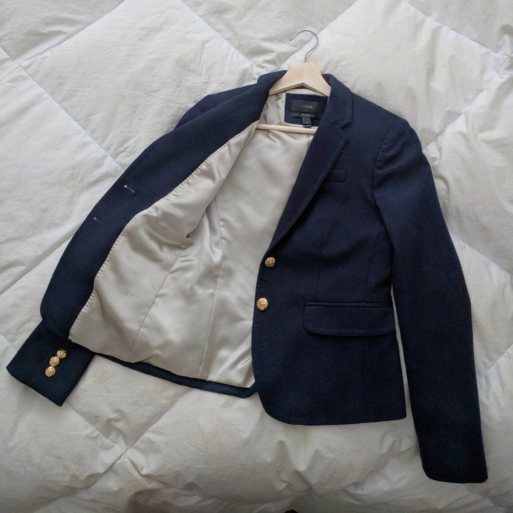 J Crew Wool Schoolboy Blazer (Navy)